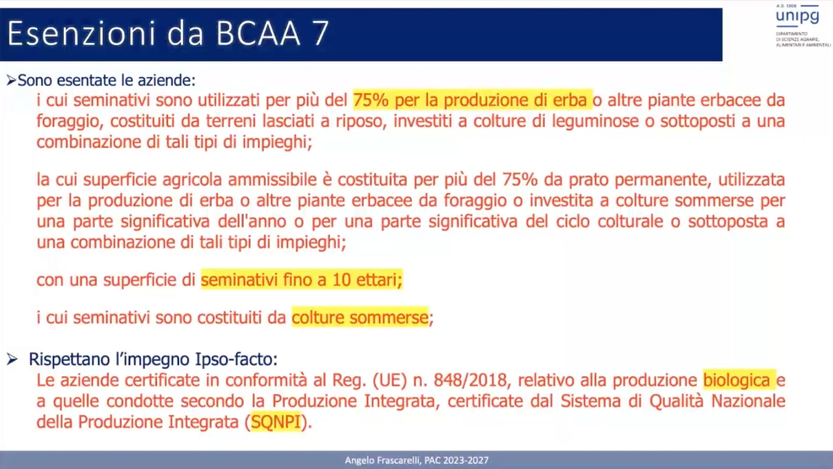 Esenzioni da Bcaa 7